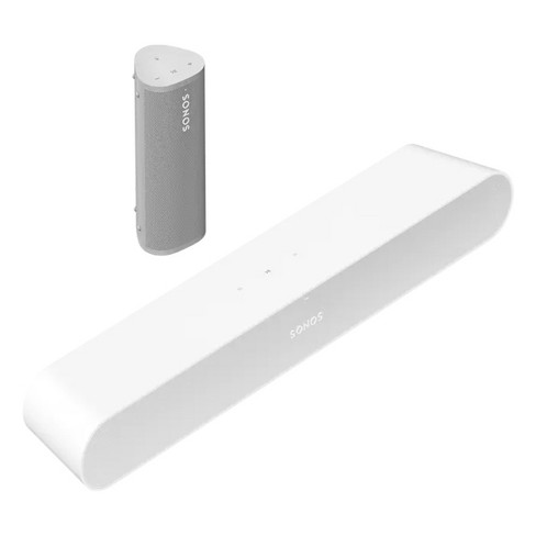 Sonos Two Room Set with Ray Soundbar and Roam Portable Bluetooth Speaker  (White)