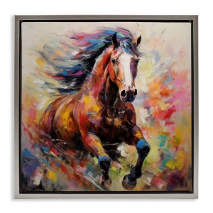 Stupell Industries Vivid Horse Galloping Floating Frame Canvas Art, Gray, 18" x 18" - 1 of 4