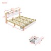 King/Queen Size Metal Platform Bed Frame with Drawers, Storage Headboard 4L, White+Gold -ModernLuxe - 3 of 4