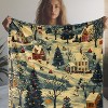 Lomsoe Christmas Tree Village Print Flannel Blanket - All Seasons Soft and Warm Throw Blanket for Bed, Napping, Camping, Travel, Office - 3 of 4