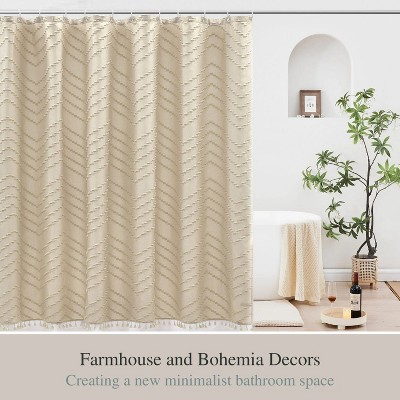 LunaLulinlk Beige Extra Long Shower Curtains