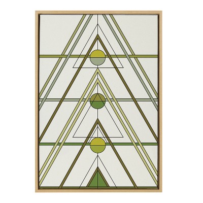 Mid Century Modern Geometric Tree Framed Canvas Art