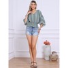 INSPIRE CHIC Women's Summer 3/4 Sleeve V Neck Boho Print Chiffon Smocked Waist Dolman Blouses - 4 of 4
