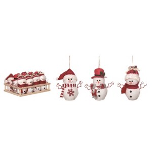 Transpac Foam 4.72 in. Multicolor Christmas Plush Winter Snowman Ornament Set of 12 in Display - 1 of 2