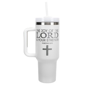 Elanze Designs Joy of the Lord Is Your Strength Cross 40 oz. Stainless Steel, Large Water Bottle Coffee Mug, Spill & Leak Resistant, Thermal Travel - 1 of 1