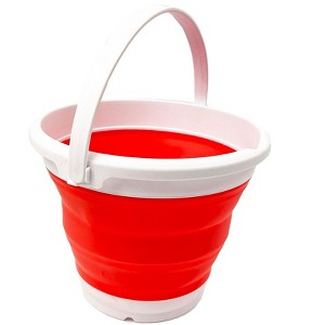 SAMMART 5.5L (1.4 Gallon) Collapsible Plastic Bucket, White/Coral Pink - 1 of 4