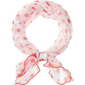 INSPIRE CHIC Women's Polka Dots Chiffon Small Square 1950s Retro Lightweight Soft Sheer Ruffle Scarves 1Pc - 1 of 4