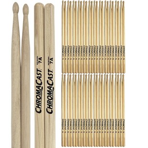 ChromaCast 7A USA Made Hickory Drumsticks Pair - Wood Tipped - Drum Sticks Tour Tested by Pro Drummers - Real American Hickory Wood - 1 of 4