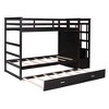 NicBex Twin over Twin Bunk Bed Triple Wood Bed Frame with Wheels, Storage Stairs and Full Length Guardrail, No Box Spring Required - image 3 of 4