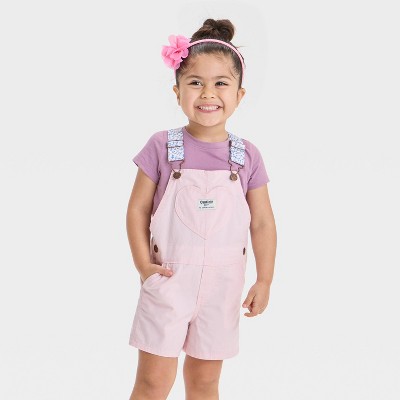 OshKosh B'gosh Toddler Girls' Heart Shortalls - Pink