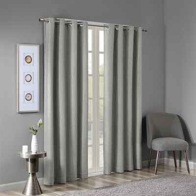 Grungis 50x84 Inch Polyester Printed Heathered Blackout Curtain Panels with Grommet Top for Living Room
