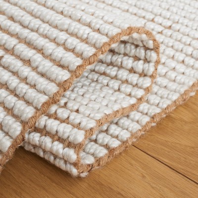 Ivory and Natural Hand-Woven Wool and Jute Area Rug
