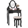 Tangkula 5 Drawers Rotatable Vanity  Dressing Makeup Table Set w/  Cushioned Stool Black - 2 of 4
