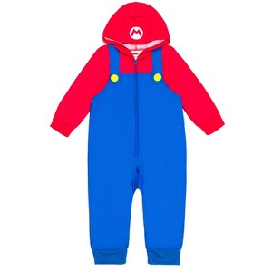 SUPER MARIO Nintendo Zip Up Cosplay Costume Pajama Coverall Toddler - 1 of 4