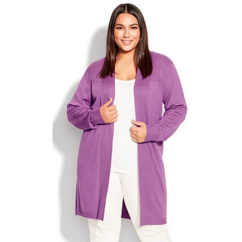 Women s Plus Size Mila Rib Detail Cardigan Dusty Lilac