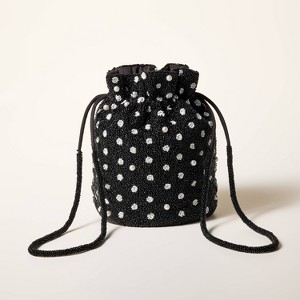 Beaded Polka Dot Drawstring Bucket Bag - kate spade new york x Target Black/White - 1 of 4