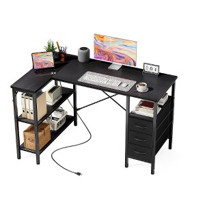 Lyngins L-Shaped Gaming Desk with Power Outlets, Ergonomic Office Desk & Computer Desk, 3 Drawers Corner Desk for Home Office/Multi-Monitor Setups - 1 of 2