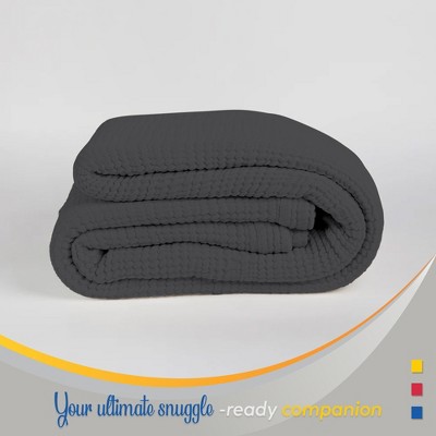 Color Sense 100% Cotton Warm & Cozy Super Soft Antimicrobial Matelasse Weave Blanket