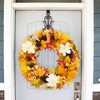 Fall Front Door Wreath, 24" Artificial With Pinecone, Maple Leaf, White Flowers - 4 of 4