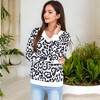 Anna-Kaci Women's Leopard Print V-Neck Long Sleeve Pullover with Contrast Trim for Daily Wear - 4 of 4
