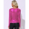INSPIRE CHIC Women's Metallic Round Neck Long Sleeve Sparkly Disco Party Shiny Top - 3 of 4