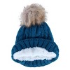CTM Women's Cable Knit Lined Winter Beanie with Synthetic Fur Pom - 2 of 4