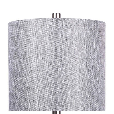 Gemma 23" Brushed Nickel Table Lamps with Grey Linen Shades, Set of 2