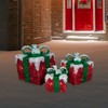 Northlight Lighted Snow and Candy Covered Sisal Gift Boxes Outdoor Christmas Decorations - Set of 3 - 2 of 4