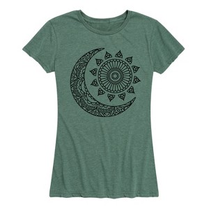 Women's - Instant Message - Mandala Sun Moon Short Sleeve Graphic T-Shirt - 1 of 4