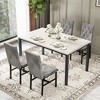 Hooseng 5-Piece Dininng Room Table Set with 4 Uphosltered Dining Chairs, Faux Marble Table Top and Metal Frame Space-Saving Dining Table Set for 4 - 2 of 4