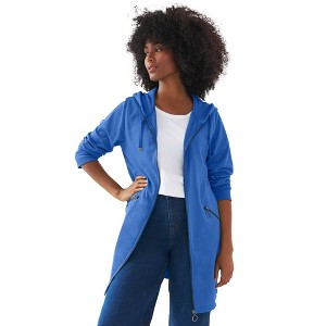 ellos French Terry Zip-Front Hoodie With Zip Pockets - 1 of 4