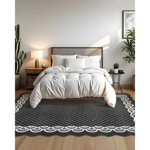 Washable Scalloped Runner Rugs for Hallway 5x7 Non-Slip Modern Area Rugs Non-Shedding Foldable Carpet Indoor Mat for Bedroom Kitchen Laundry Entryway - 1 of 4