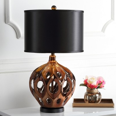 Regina 29" Gold Ceramic Table Lamp with Black Shade