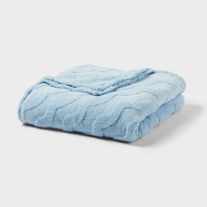 Wavy Jacquard Plush Blanket - Room Essentials™ - 1 of 3