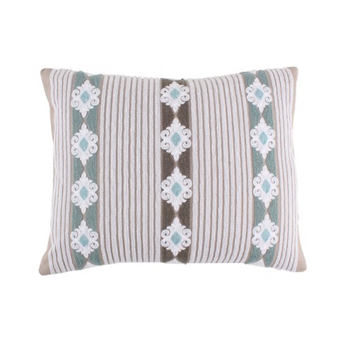 Coastal Decorative Pillows, Stripe Tassel, Taupe | Crumbs Home