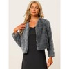 Allegra K Women's Winter Warm Cropped Collarless Faux Fur Fluffy Jacket - 2 of 4