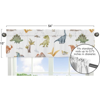 Watercolor Dinosaur Multicolor Rod Pocket Window Valance