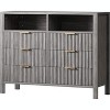 6-Drawer 47"x37"x16" Farmhouse Dresser with 2 Open Shelves, Fluted Doors, Wooden Chest for Bedroom Storage, Living Room - 2 of 4