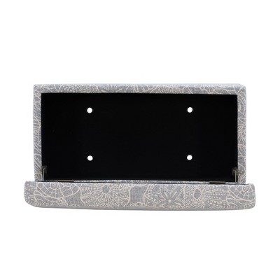 Coastal Charm Stone Gray Storage Ottoman with Seashell Pattern