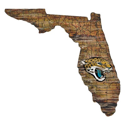 NFL Jacksonville Jaguars 12" State Map Wood Sign