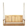Okak Acacia Wood Porch Swing with Slatted Design,Classic Outdoor Bench Swing with Chains,Patio Swing for Patio,Garden,Backyard - 2 of 4