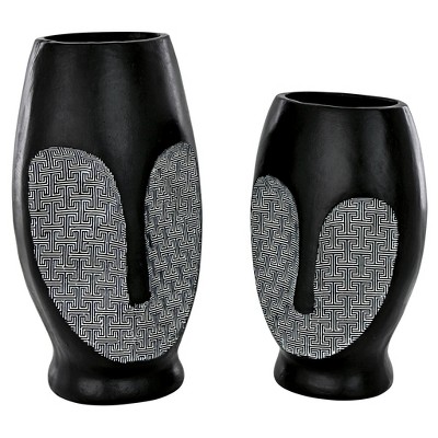 Design Toscano Contemporary Cubist African Mask Sculptural Vase Set