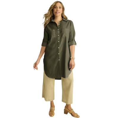 Jessica London Women's Plus Size Linen Mega Tunic