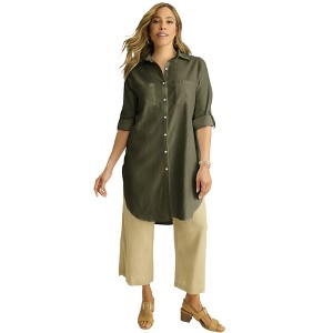 Jessica London Women's Plus Size Linen Mega Tunic - 1 of 4