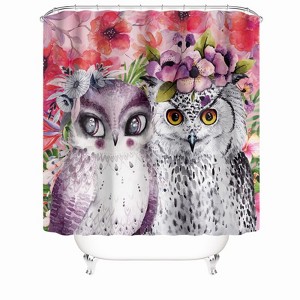 Owl Couple Animal Shower Curtains for Bathroom Waterproof Fabric Bath Curtain Durable Soft Stylish Bathroom Decor 72x72 Inch - 1 of 1
