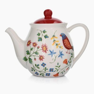 DUKA 51-OZ Ceramic Folk Art Inspired Teapot - 1 of 4