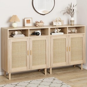 Rattan Sideboard Buffet Cabinet with 2 Doors, Modern Accent Storage Cabinet for Kitchen, Dining Room, Entryway, Coffee Bar Console Table - 1 of 4