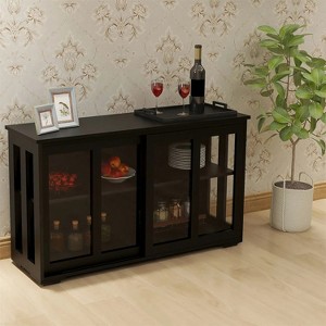 LunaLulinlk Kitchen Storage Stand Cupboard With Glass Door-Black - 1 of 4