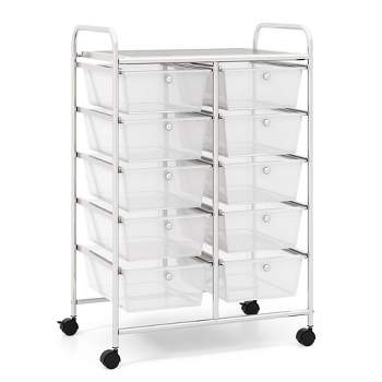 Gymax 15 Drawer Rolling Storage Cart Opaque Multicolor Drawers Home