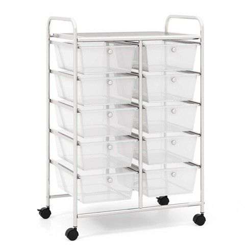 10 Drawer Rolling Storage Cart Organizer with 4 Universal Casters - Costway